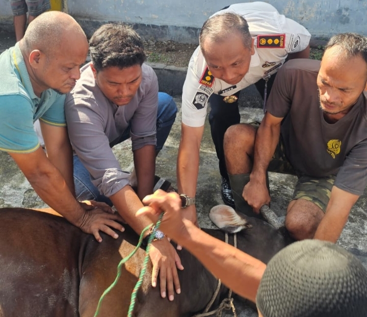 Kepedulian dan Sumbangan dari Pegawai, Lapas Bengkalis Potong 3 Ekor Hewan