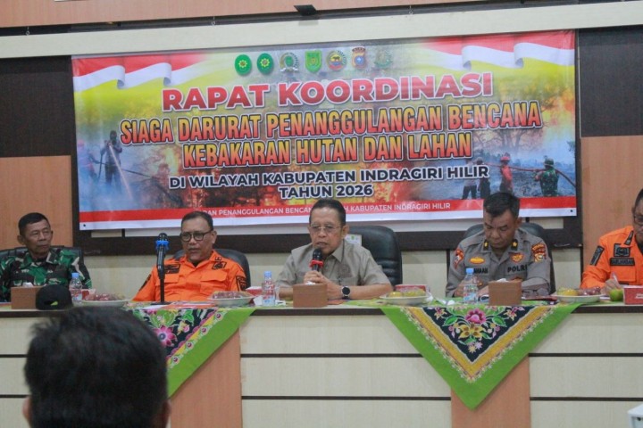 Anggota Komisi II DPRD Kabupaten Indragiri Hilir, H.M. Yusuf Said, S.E., M.M menghadiri kegiatan Rapat Koordinasi Siaga Darurat Penanggulangan Bencana Kebakaran Hutan dan Lahan (Karhutla) di Aula Kantor Badan Perencanaan Pembangunan, Riset dan Inovasi Daerah (Bapperida).