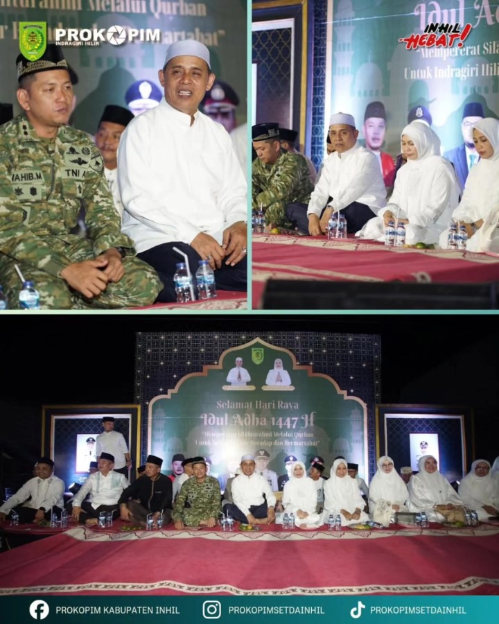 Bupati Indragiri Hilir (Inhil), H. Herman, SE., MT., bersama istri Hj. Katerina Susanti, SKM., M.Kes., secara resmi melepas Pawai Takbir Hari Raya Idul adha 1447 Hijriah.
