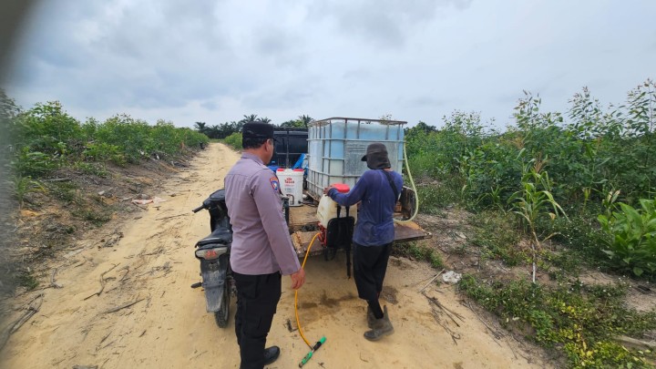 Polsek Sungai Mandau Pantau Kebun Jagung Tumpang Sari PT RAPP, Pastikan Pasokan Air Tetap Terjaga