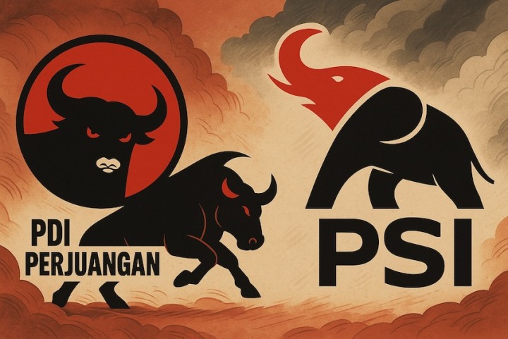 Ilustrasi PDIP dan PSI. Sumber: Jakartamu.com