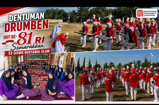 Dentuman Drumben 53 Siswa Bustanul Ulum Semarakkan HUT ke-81 RI