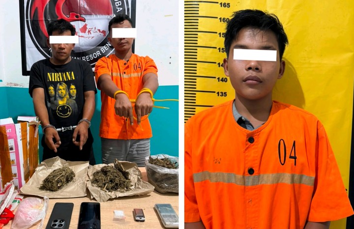 Tiga Terduga Pelaku Peredaran Sabu dan Ganja Diringkus Polisi