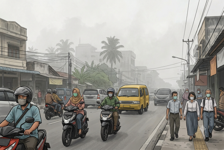 Imbas PM2.5 Masih Tinggi, Warga Pekanbaru Diimbau Pakai Masker Saat Kabut Asap