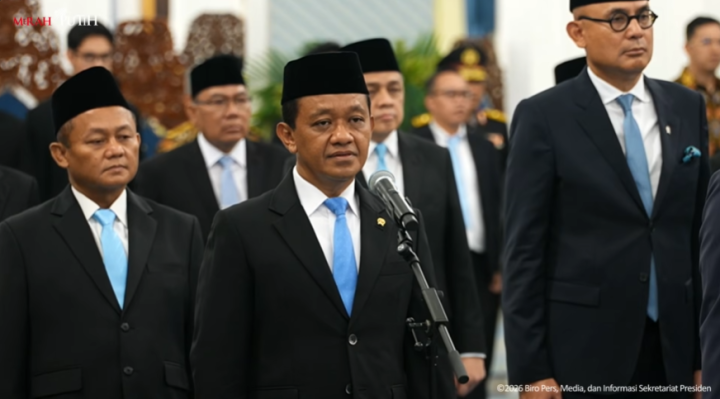 Bahlil ditunjuk sebagai Menteri Koordinator Bidang Hilirisasi dan Transisi Energi. (Tangkapan Layar/YouTube/Sekretariat Kabinet)