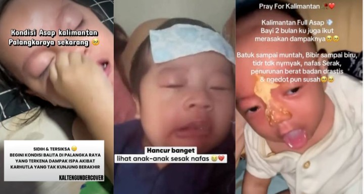 Potret Bayi di Kalimantan yang Menderita Akibat ISPA. (Tayngkapan LAyar/TikTok)