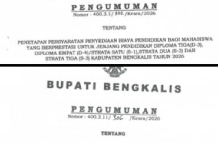 Pemkab Bengkalis Buka Program Beasiswa Tahfidz dan Mahasiswa Berprestasi Tahun 2026 